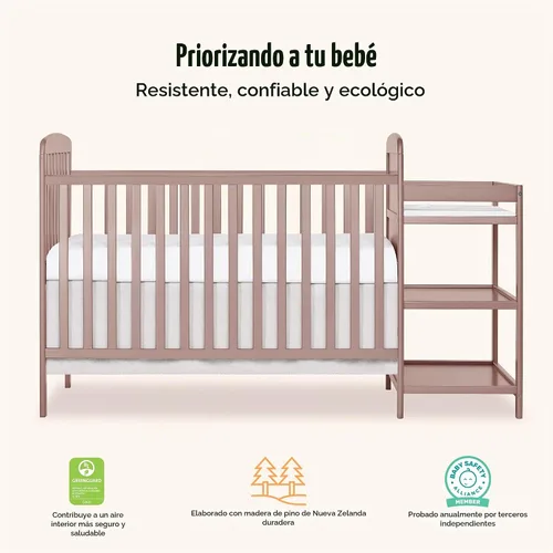 Vista 5 de Dream On Me Anna - Cuna convertible 3 en 1 y cambiador, GREENGUARD Gold Azúcar Moreno