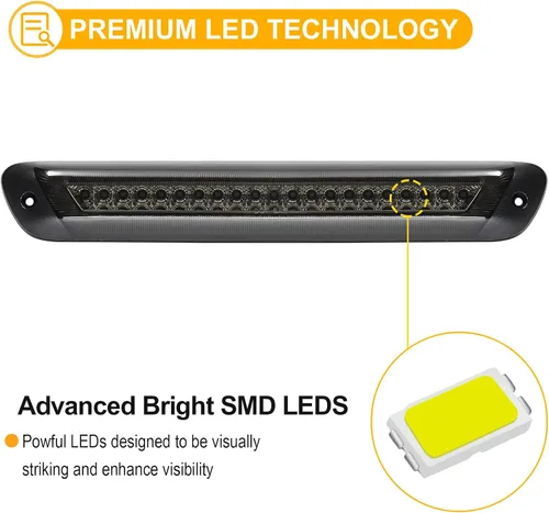 Vista 4 de R&F Auto Luz de freno LED de montaje alto de reemplazo para camionetas Colorado/Canyon (2004-2012) Luces de techo de carga Luz de freno trasera