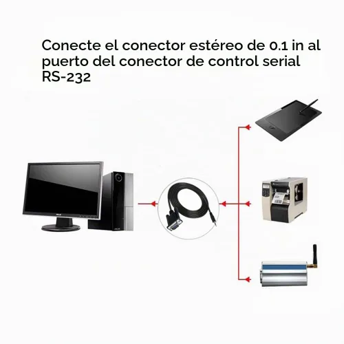 Vista 3 de DB9 9 pines macho a conector macho de 0.138 in cable serie RS232 a 1/8 pulgadas cable de conversión - 6 pies/5.9 ft