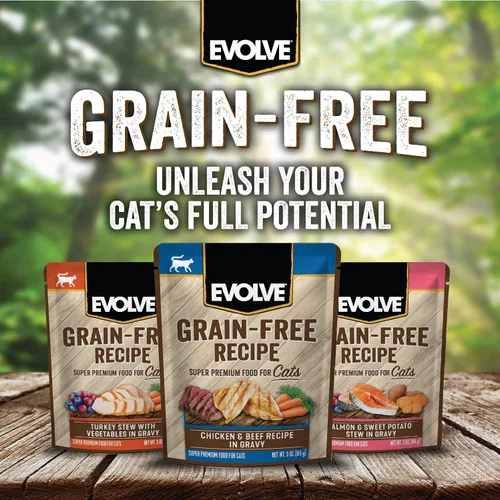 Vista 5 de Evolve Receta de pollo y carne de res sin granos en salsa húmeda para gatos 3 oz - 24 pk