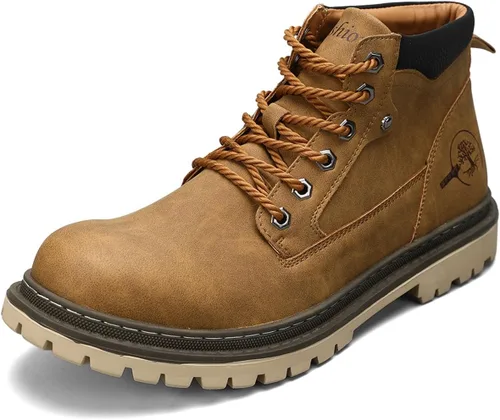 Vista 4 de Shaire Botas Chukka de cuero para hombre Botines con cordones para hombre Botas cómodas casuales