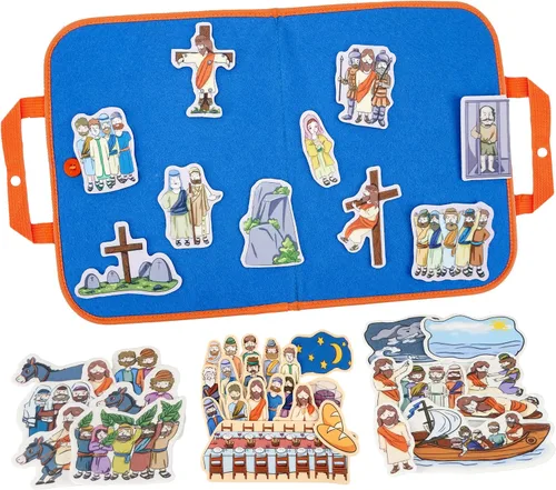 Vista 8 de CHEFAN Paquete de 4 Conjunto de Historias Bíblicas de Tablero de Fieltro, las Historias de Tablero de Franela Incluyen Adán y Eva, la Escalera