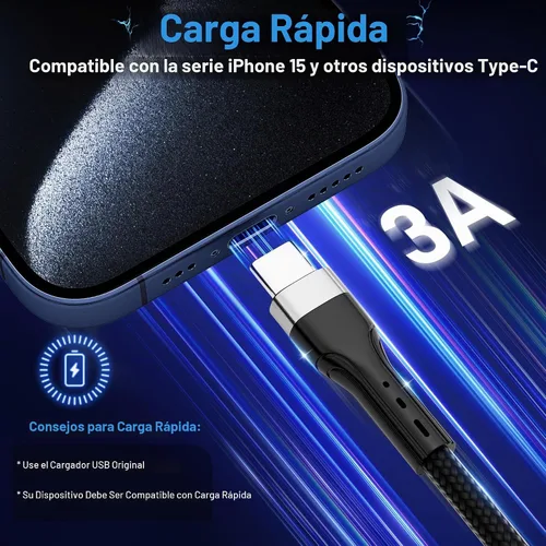 Vista 2 de Cable USB C (1 pie/12 pulgadas, paquete de 10), cable USB A a USB, carga