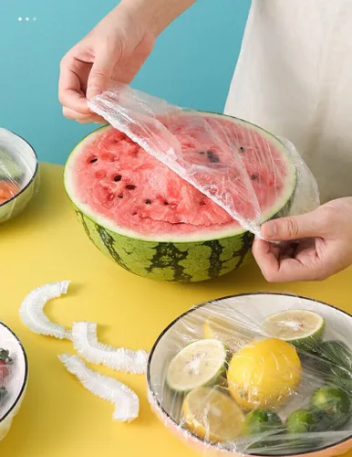 Vista 5 de Yeahgoshopping Cubierta de plástico desechable reutilizable para alimentos, fácil con tapas elásticas de cocina, cuencos también se utilizan como