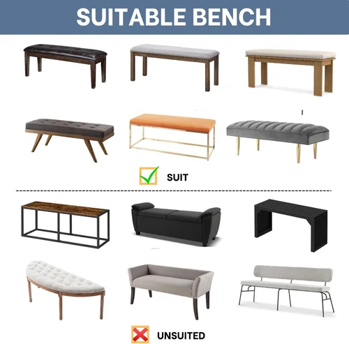 Vista 4 de SearchI Funda para banco de comedor, fundas largas elásticas y lavables para asiento de banco de banco rectangular, para comedor, sala de estar