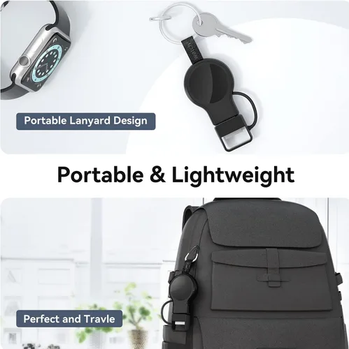 Vista 5 de LVFAN Cargador para Apple Watch, cargador portátil para iWatch, cargador inalámbrico USB de carga rápida, cargador magnético inalámbrico de viaje