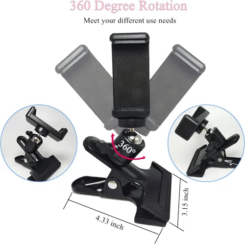 Vista 5 de PRAQECZ Soporte de teléfono con abrazadera de clip, soporte para teléfono celular para escritorio/mesa/puerta de cristal/deflector