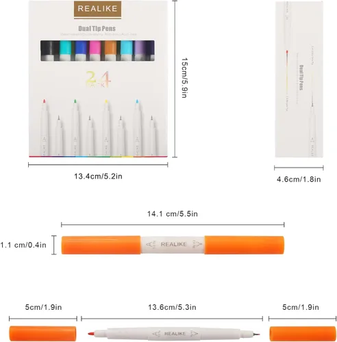 Vista 5 de Realike - Juego de bolígrafos de doble punta compatibles con Cricut Maker 3/Maker 4/Maker/Explore 3/4/Air 2/Air, juego de 24 bolígrafos de punta
