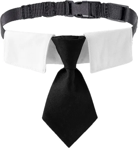 Vista 6 de Collar de esmoquin para perro, pajarita para perro de boda, negro, pequeño Collar de pajarita para perro, fácil de usar, ajustable