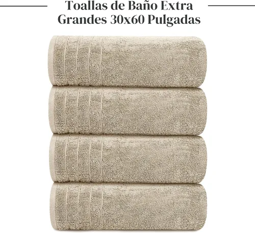 Vista 5 de Tens Towels Paquete de 4 toallas de baño extra grandes de 30 x 60 pulgadas, 100% algodón, más grandes y ligeras, más rápidas de secar, súper suaves