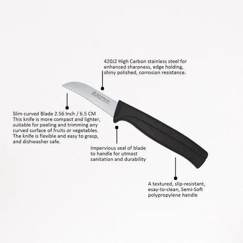 Vista 2 de Cuchillo Mondador de 2.5 Pulgadas - MATTSTONE HILL Cuchillo Mondador Pico de Pájaro, Para Pelar y Mondar Frutas y Verduras, Hoja Delgada, Acero