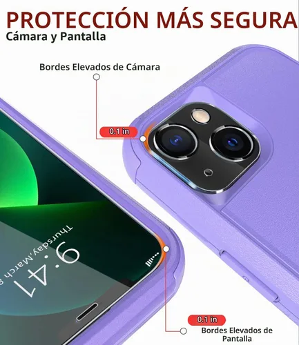 Vista 4 de Diverbox Funda para iPhone 13 [a prueba de golpes] [a prueba de caídas] [protector de pantalla de vidrio templado + protector de lente de cámara]