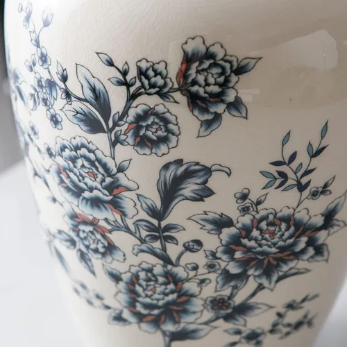 Vista 6 de Jarrón alto de piso chino de cerámica para decoración del hogar, florero japonés de 12 pulgadas, recipiente sofisticado para ramas decorativas