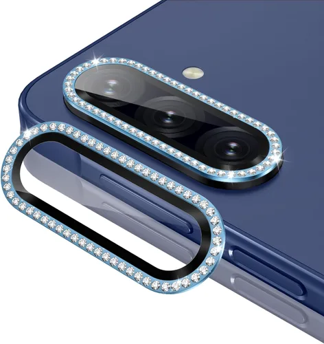 Vista 11 de Casetego Protector de lente de cámara para Galaxy Z Fold 8, [Diseño de purpurina mejorado], [Fuerte adherencia], lente de vidrio templado 9H negro