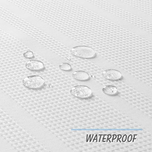 Vista 5 de Home Queen Cortinas Waffle Blancas para Ventana de Baño, Repelentes al Agua con Bolsillo para Barra, Cortinas Cortas de Cocina para Ventana Pequeña
