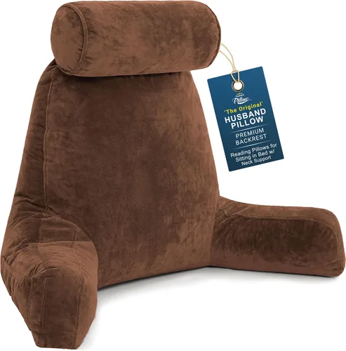 Vista 52 de Almohada Husband Mediana Negra, Respaldo para Niños, Adolescentes, Adultos Pequeños – Almohada de Lectura con Brazos, Altura Ajustable, Espuma
