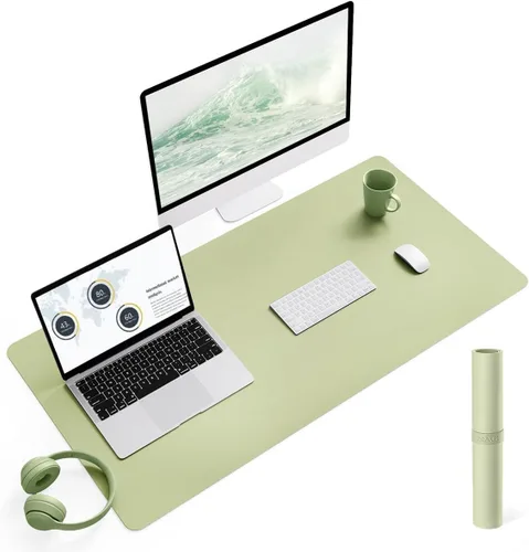 Vista 45 de YSAGi Alfombrilla de Escritorio de Cuero Antideslizante, Alfombrilla de Teclado para Escritorio de Computadora Portátil Impermeable, Protector