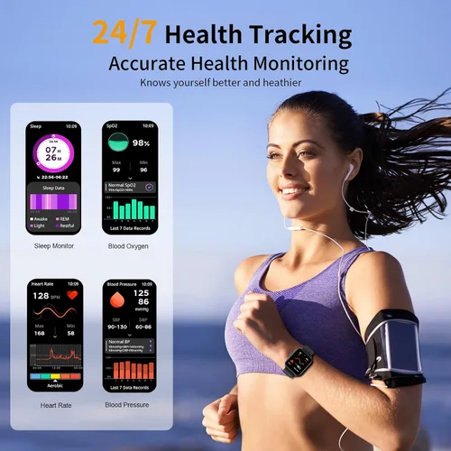 Vista 4 de Reloj inteligente, relojes inteligentes para hombres y mujeres, rastreador de fitness HD de 1.85 pulgadas (respuesta/hacer llamadas), más de 120