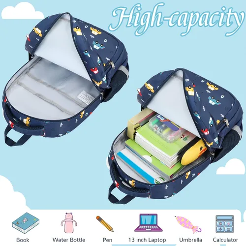 Vista 7 de MIRLEWAIY Mochila para niños de 15.7 pulgadas, juego de 3 piezas con lonchera y estuche para lápices para escuela, niñas, niños y estudiantes
