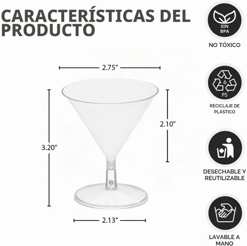 Vista 2 de Party Essentials Miniware - Vasos desechables de 2 onzas para aperitivos y postres de plástico pequeños, vasos de degustación de muestras de cóctel