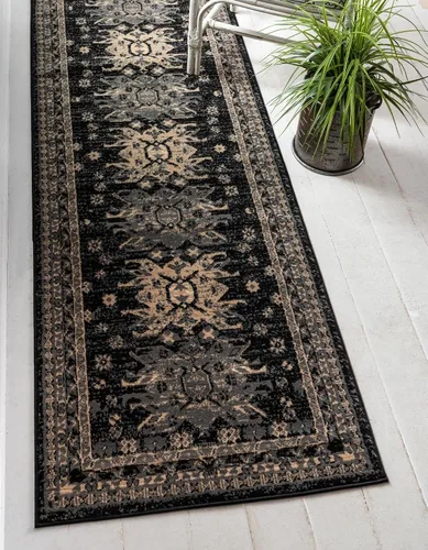 Vista 52 de Unique Loom Taftan Collection - Alfombra de borde geométrico de inspiración tribal (2 pies 2 pulgadas x 3 pies, rectangular, negro/gris)