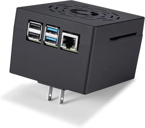 Vista 3 de Vilros Raspberry Pi Plug 'n' Pi- A Raspberry Pi Funda y fuente de alimentación Todo en uno Solución (Pi 4, Negro)