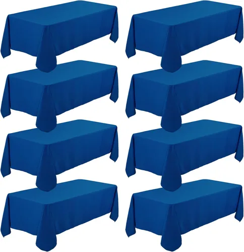 Vista 15 de Fivenl - Juego de 8 manteles negros de 60 x 84 pulgadas, manteles de mesa rectangular de 4 pies al por mayor, fundas de mesa de poliéster lavable