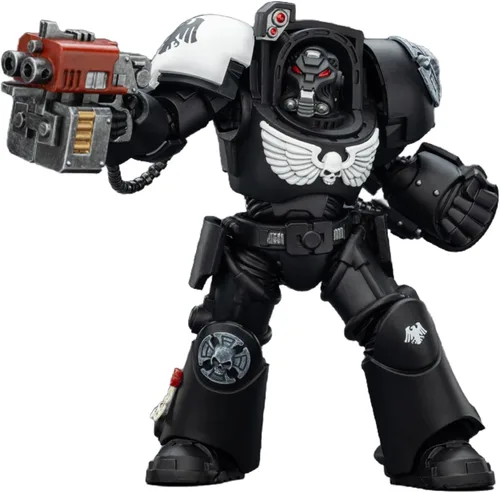 Vista 13 de JOYTOY Black Templars Warhammer 40k 1/18 Figura de acción Black Templars Terminator 1 con espada de poder y bolter de tormenta, regalos