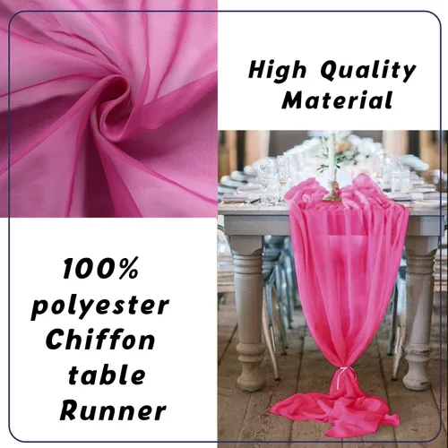 Vista 6 de Camino de mesa de gasa de 10 pies, 27 x 120 pulgadas, romántica tela transparente para decoraciones de boda, baby shower, fiesta de cumpleaños