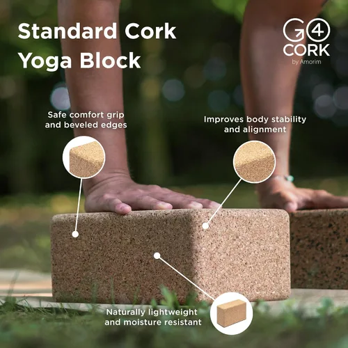 Vista 2 de Go4Cork Cork Yoga Block Non-Toxic, Alternative To Foam Yoga Blocks Odorless, Soft, Non-Slip, Workout & Exercise Yogi Gift Accessories Men &