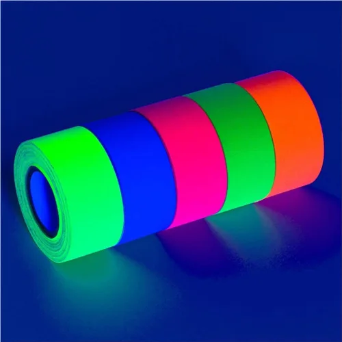 Vista 9 de Glow King Cinta Reactiva a Luz Negra que Brilla Regalos de fiesta de neón fluorescente UV premium para eventos Cinta de colores luminosos