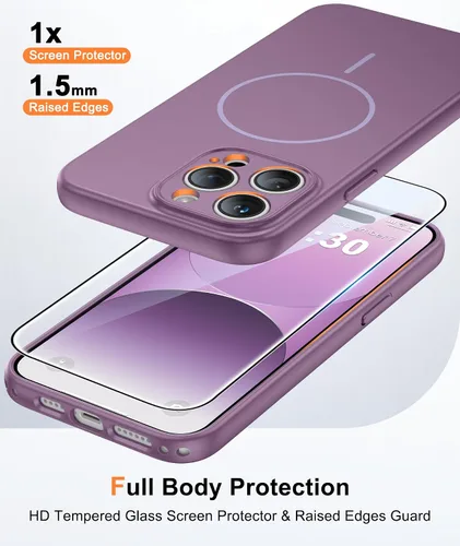 Vista 867 de FNTCASE Funda para iPhone 17 Pro: Fundas delgadas translúcidas de color azul claro compatibles con MagSafe, protección completa de la cámara
