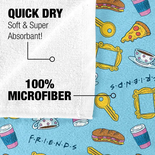 Vista 4 de LOGOVISION Toalla de playa con licencia oficial de Friends Food Pattern de 30 x 60 pulgadas