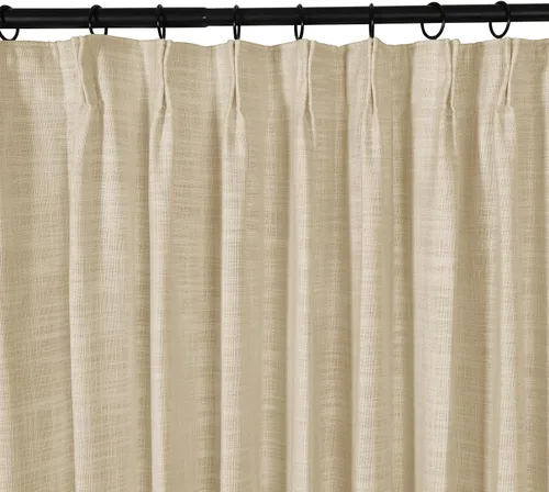 Vista 2 de TWOPAGES Cortina de Pliegues Pellizco Beige para Sala de Estar de 84 Pulgadas de Largo, Panel de Cortina de Ventana de Doble Capa Oscurecedora