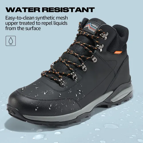 Vista 4 de HISEA Botas de senderismo para hombre, impermeables, ligeras, de cuero, transpirables, para escalada, senderismo, mochilero, senderismo