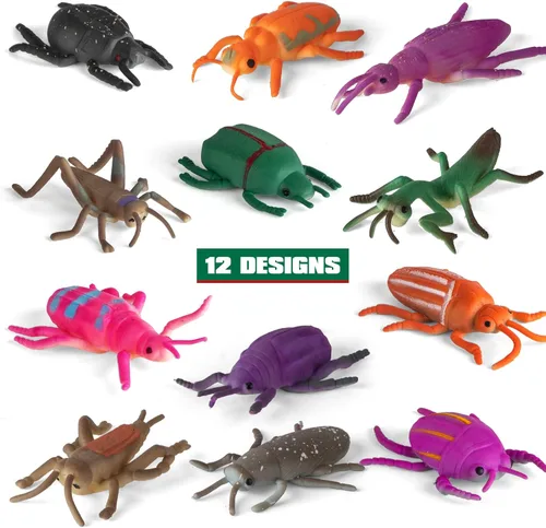 Vista 4 de Paquete de 12 juguetes de insectos que cambian de color, figuras de juguetes de insectos que cambian de color, juguetes de baño flotantes
