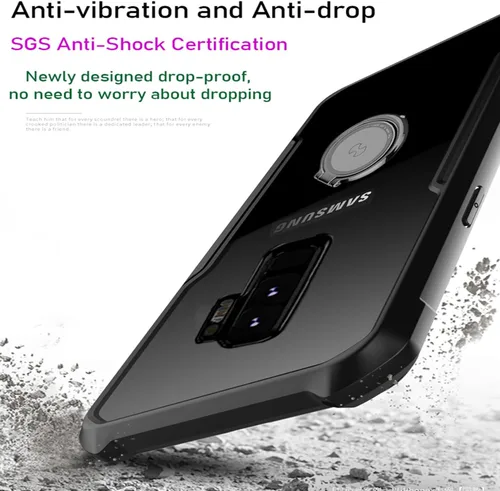 Vista 4 de Funda para teléfono Samsung Galaxy S9 Plus, soporte con soporte de anillo de 360 ° Soporte de coche protector a prueba de golpes, funda protectora