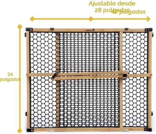 Vista 4 de Safety 1st Puerta de seguridad para bebés de bambú para puertas, puerta sin taladro con puerta, puertas para perros, se ajusta a 28"-42", 24