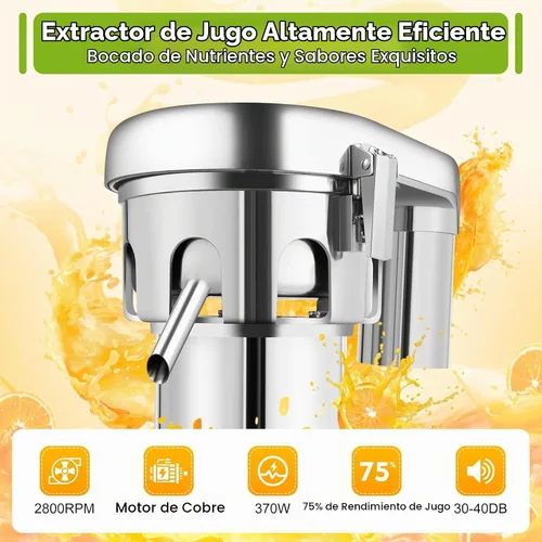 Vista 3 de Máquina extractor de jugo comercial resistente, fabricante de exprimidores de acero inoxidable para frutas y verduras Herramienta centrífuga