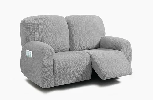 Vista 42 de ULTICOR Fundas jacquard para sofá reclinable de 8 piezas, fundas elásticas para sofá reclinable de 3 cojines, gruesas, suaves y lavables (estilo 3)