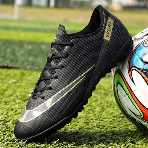 Vista 5 de UVCDE Zapatos de fútbol para hombre para fútbol atlético profesional CR TF Ground Outsoles AG Team Negro
