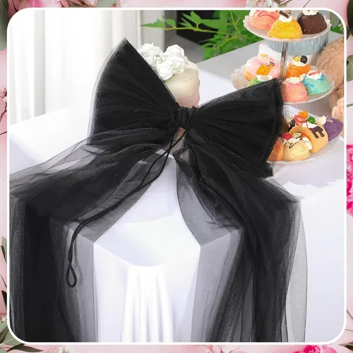 Vista 3 de Zeyune 1 lazo grande negro para decoración de fiesta de 13.4 x 28.7 pulgadas, lazo gigante para colgar en la pared, envoltura de bricolaje