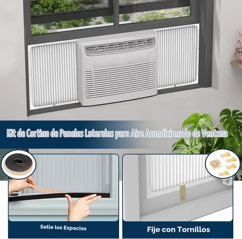Vista 5 de Paneles laterales de aire acondicionado de ventana ajustables con juego de marco, paneles laterales de CA extra anchos para unidades de CA de 5000 a