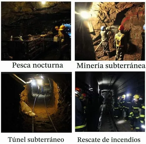 Vista 3 de Linterna frontal LED recargable, resistente al agua y a prueba de explosiones para casco duro, luz de cabeza de minero de carbón subterráneo súper