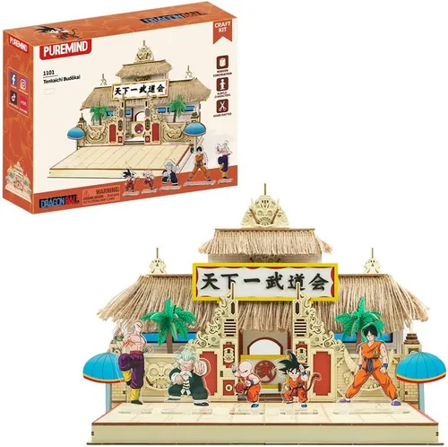 Vista 8 de puremind Dragon Ball Z Kame House - Kit de rompecabezas de madera 3D anime seaside house model, Master Roshi and Turtle standees, nostalgic