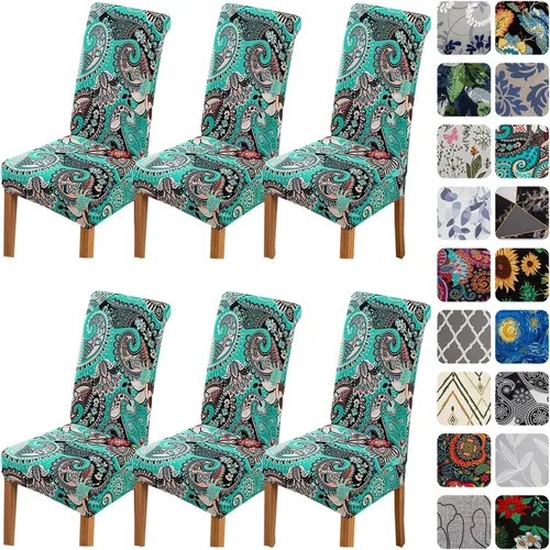 Vista 64 de HZDHCLH Juego de 4 fundas para sillas de comedor color burdeos, fundas elásticas de elastano para sillas Parsons, paquete de 4, fundas de asiento