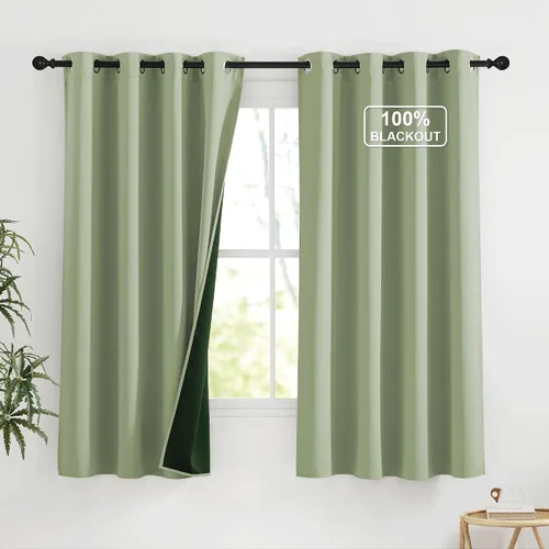 Vista 75 de NICETOWN Cortinas 100% Opacas Cortas de 36 Pulgadas de Largo para Dormitorio, Privacidad Aislamiento Térmico con Ojales Cortinas de Ventana