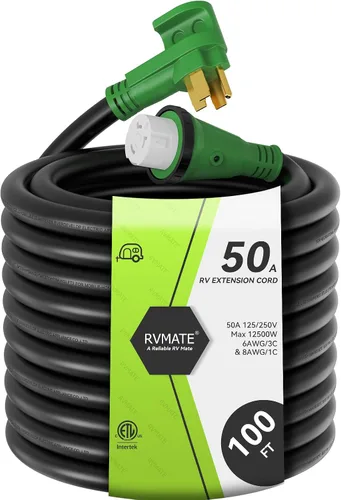 Vista 12 de RVMATE Cable de extensión de alimentación con cerradura para RV/generador de 50 amperios y 25 pies, mango de fácil enchufe, 14-50P a SS 2-50R
