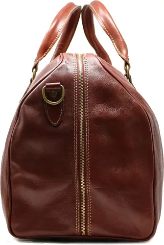 Vista 3 de Cenzo Duffle Vecchio - Bolsa de viaje de cuero italiano marrón, Vecchio marrón
