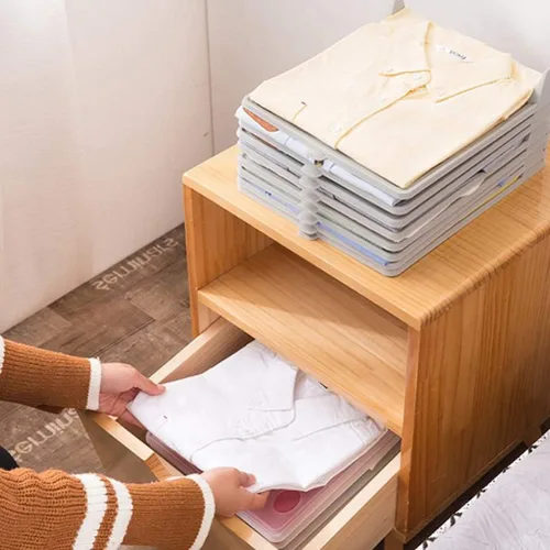 Vista 5 de Zerodis Tabla plegable para camisas, tabla plegable para camisetas, tabla plegable de plástico, carpeta de lavandería, herramienta de almacenamiento
